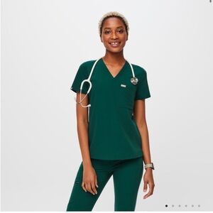 Figs Catarina scrub top Forest Green XS